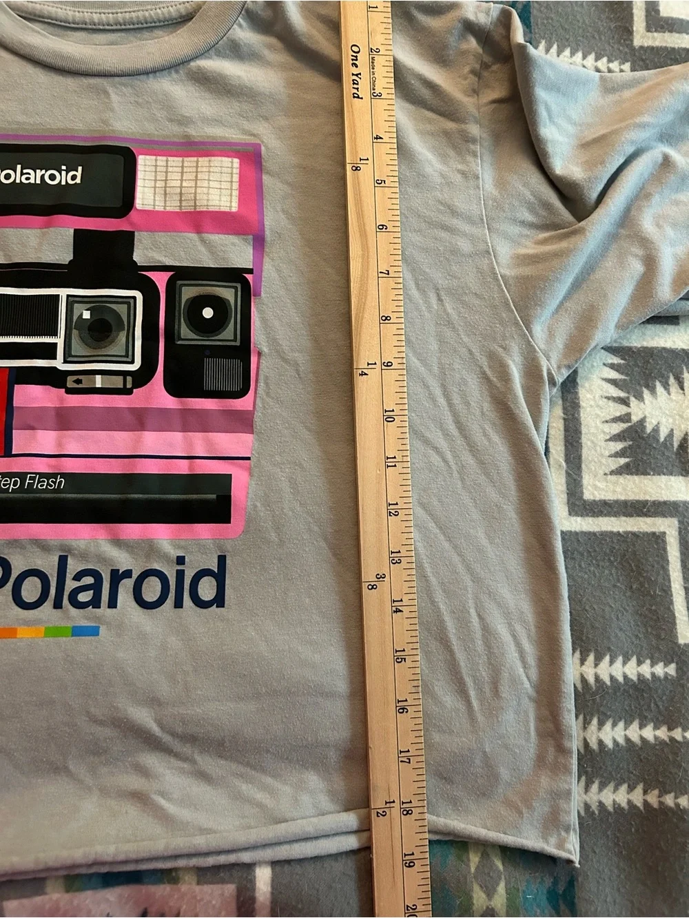 Polaroid Graphic Grey Long Sleeve Tshirt With Crew Neck